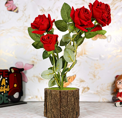 Artificial Potted Plant Fake Rose With Port