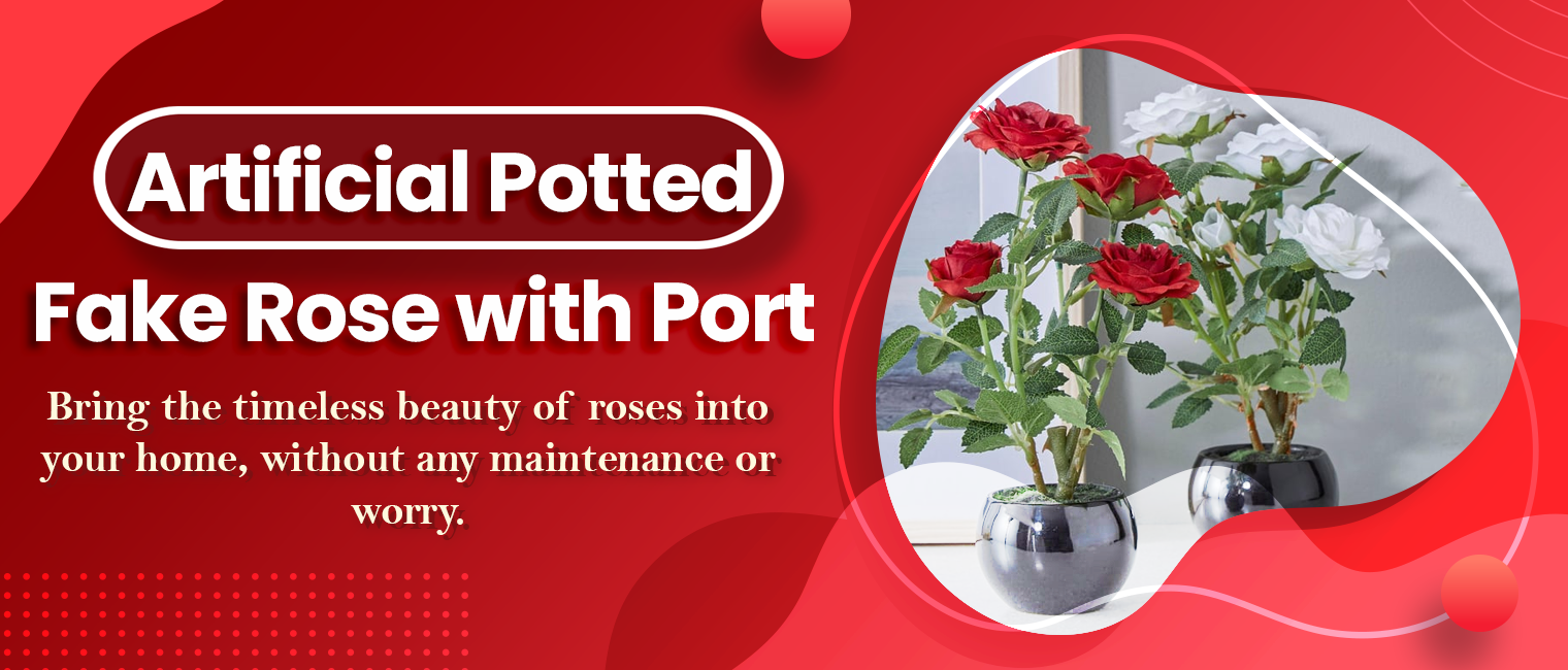 Artificial Potted Plant Fake Rose with port